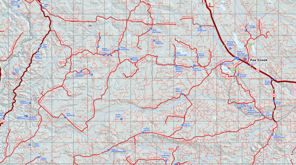 NE BC / NW Alberta Oilfield Wall Map - 71"W x 90"H