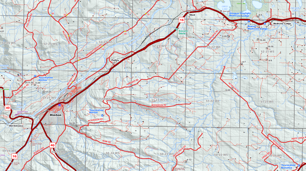 Drayton Valley Oilfield Wall Map - 52"W x 36"H