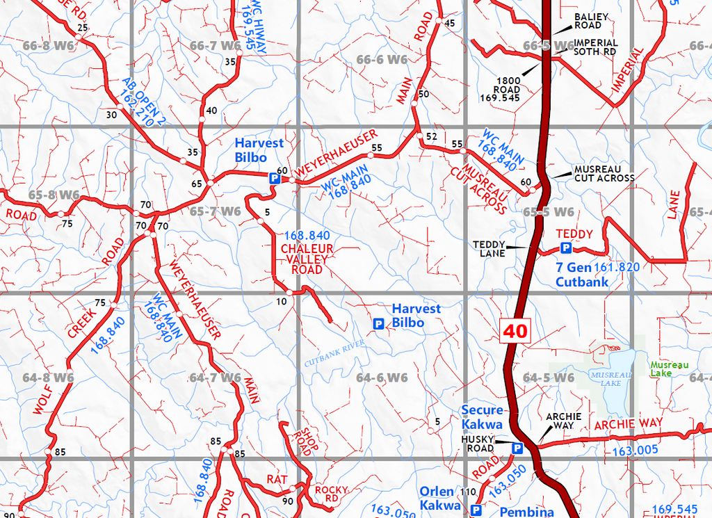 Grande Prairie South Oilfield Road Map - 17"W x 18"H