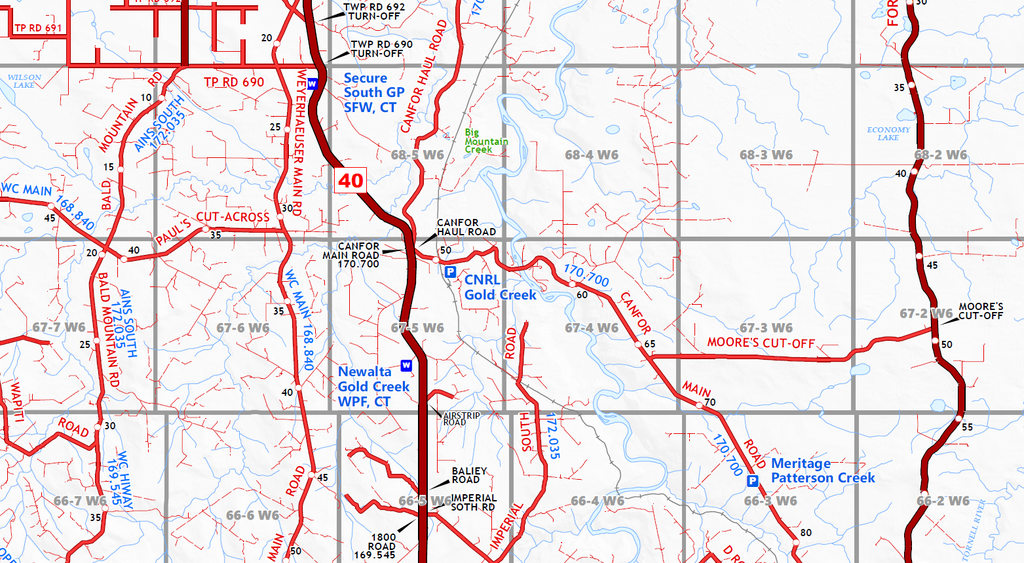 Grande Prairie South Oilfield Road Map - 17"W x 18"H