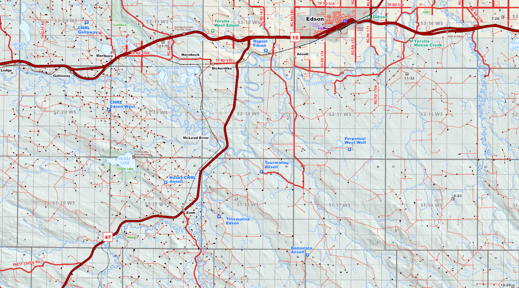 Drayton Valley Oilfield Wall Map - 52"W x 36"H