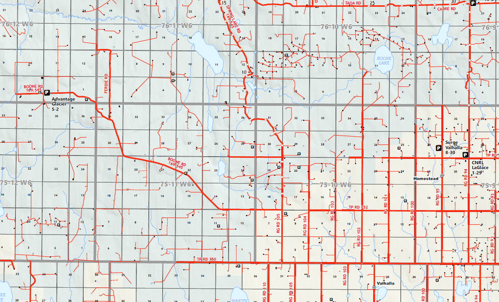 Saddle Hills Oilfield Map - 36"W x 24"H