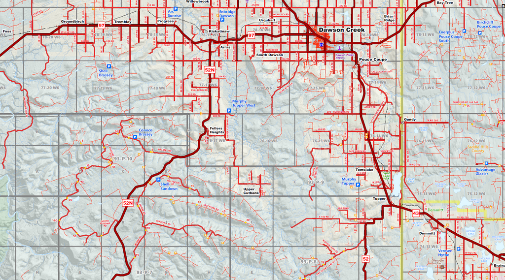 Peace Region Oilfield Wall Map - 70"W x 65"H