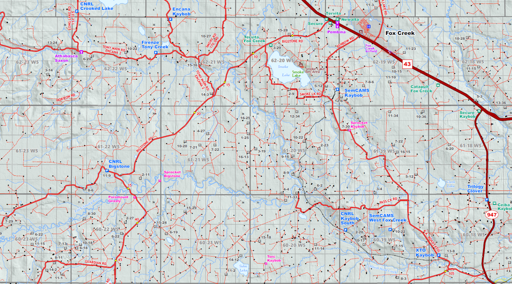 Fox Creek Oilfield Wall Map - 52"W x 36"H