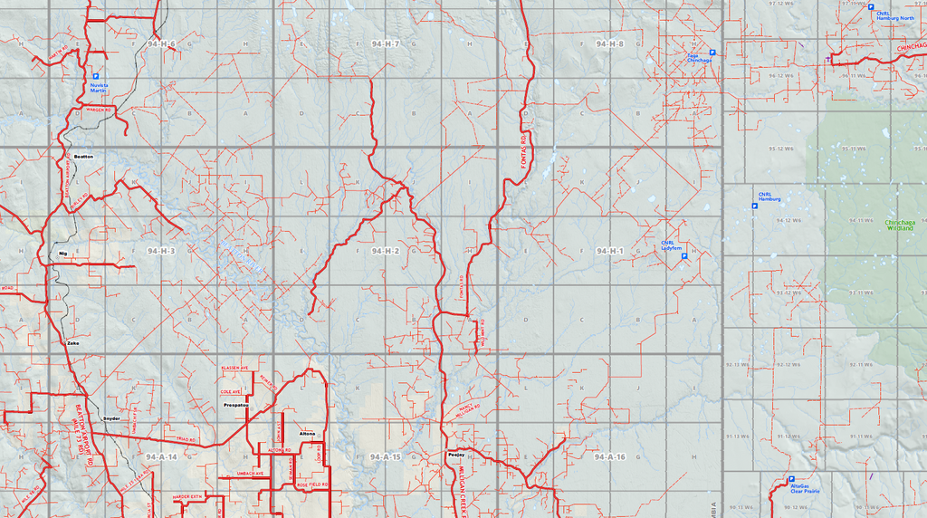 NE BC / NW Alberta Oilfield Wall Map - 71"W x 90"H