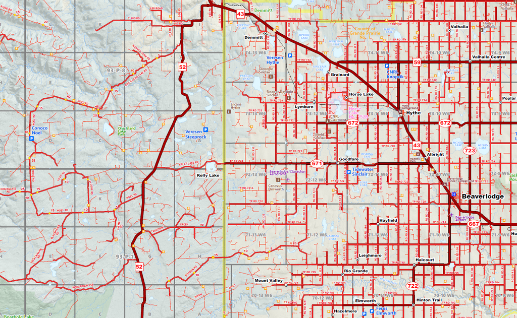 Peace Region Oilfield Wall Map - 70"W x 65"H