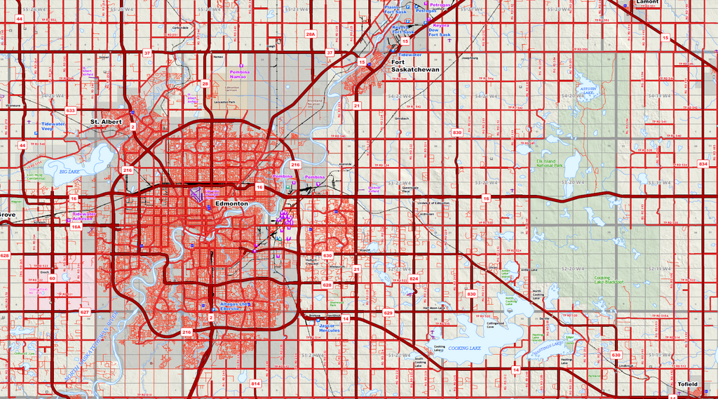 Central Alberta Oilfield Wall Map - 70"W x 70"H