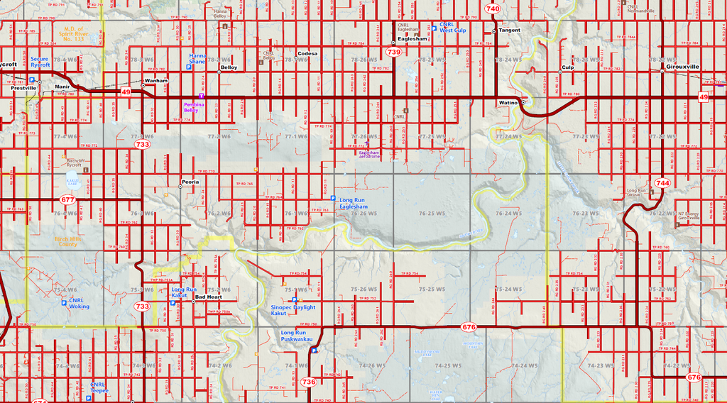 Peace Region Oilfield Wall Map - 70"W x 65"H