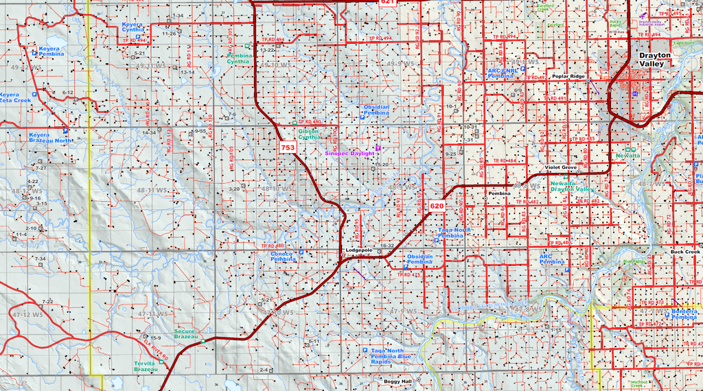 Drayton Valley Oilfield Wall Map - 52"W x 36"H