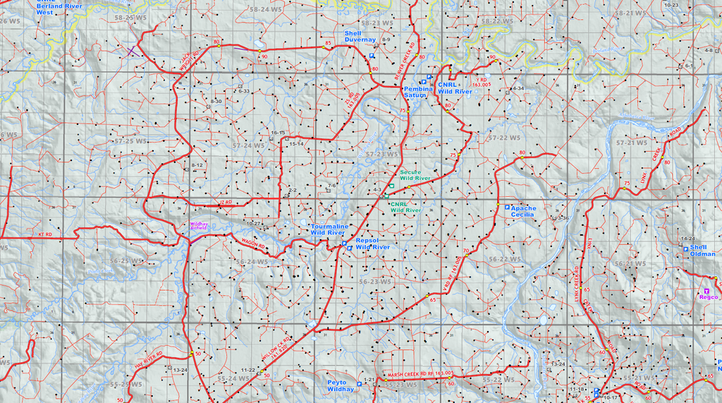 Fox Creek Oilfield Wall Map - 52"W x 36"H