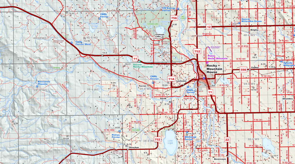 Drayton Valley Oilfield Wall Map - 52"W x 36"H