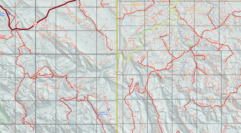 Peace Region Oilfield Wall Map - 70"W x 65"H