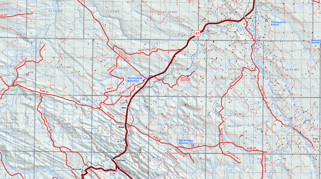 Drayton Valley Oilfield Wall Map - 52"W x 36"H