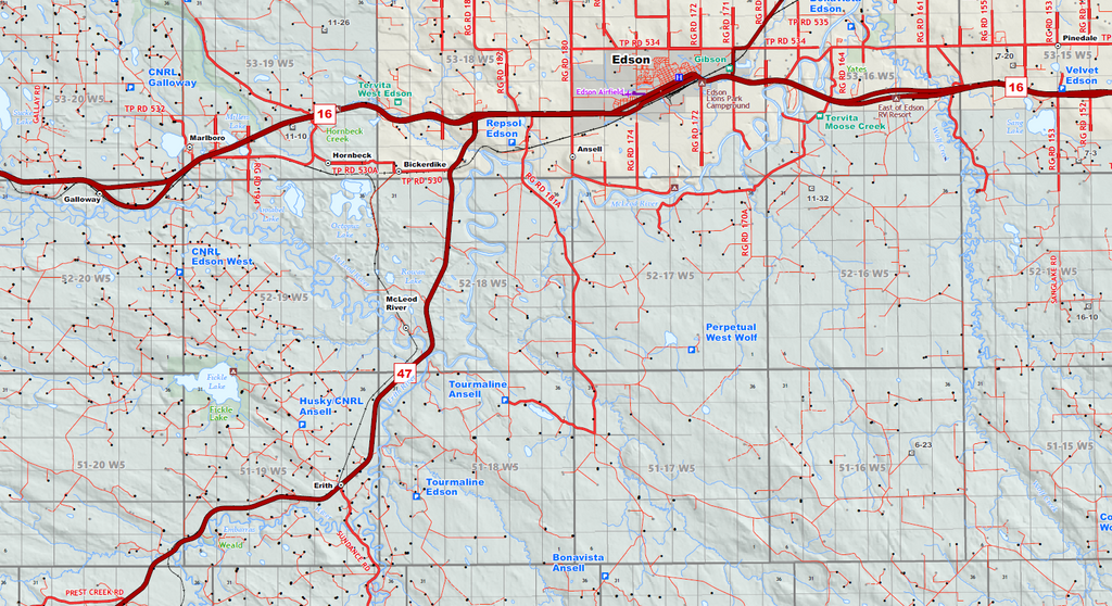 Fox Creek Oilfield Wall Map - 52"W x 36"H