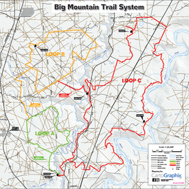 Big Mountain Trail System Map - 36"W x 36"H