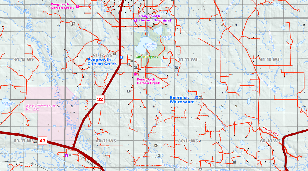 Swan Hills/Virginia Hills Oilfield Map - 30"W x 35"H