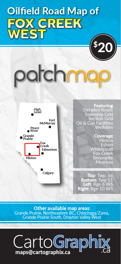Fox Creek West Oilfield Road Map (Folded) - 4"W x 9"H