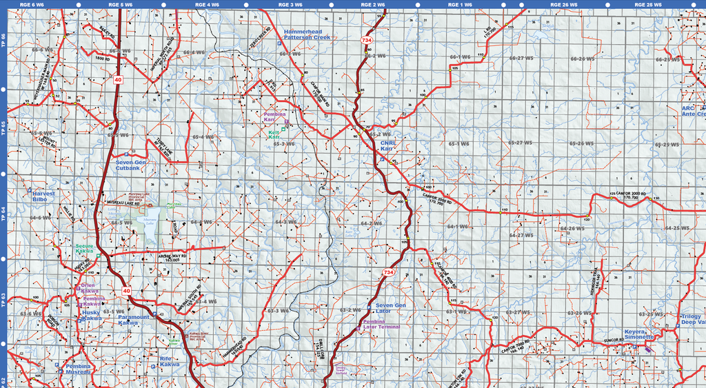 Fox Creek West Oilfield Road Map (Folded) - 4"W x 9"H