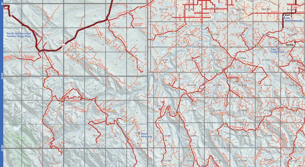 Grande Prairie Oilfield Road Map (Folded) - 4"W x 9"H