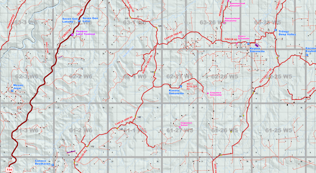 Grande Prairie South Oilfield Wall Map - 36"W x 40"H
