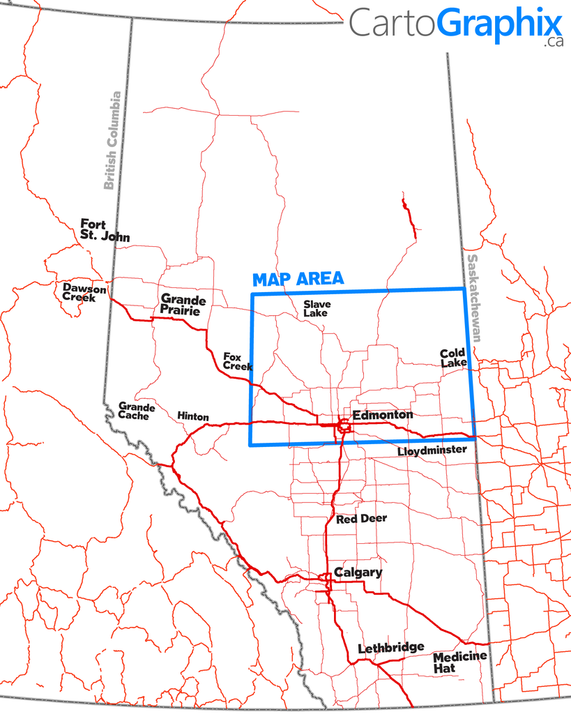 Edmonton North Oilfield Wall Map - 52"W x 36"H