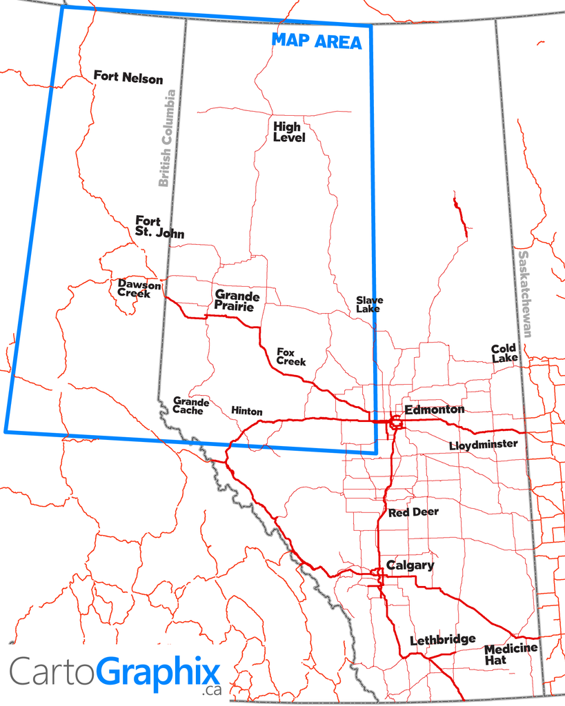 NE BC / NW Alberta Oilfield Wall Map - 71"W x 90"H