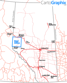 Grande Prairie South Oilfield Wall Map - 36"W x 40"H