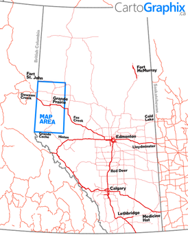 Grande Prairie Oilfield Wall Map - 36"W x 63"H