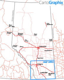 Southern Alberta Oilfield Wall Map - 47"W x 36"H