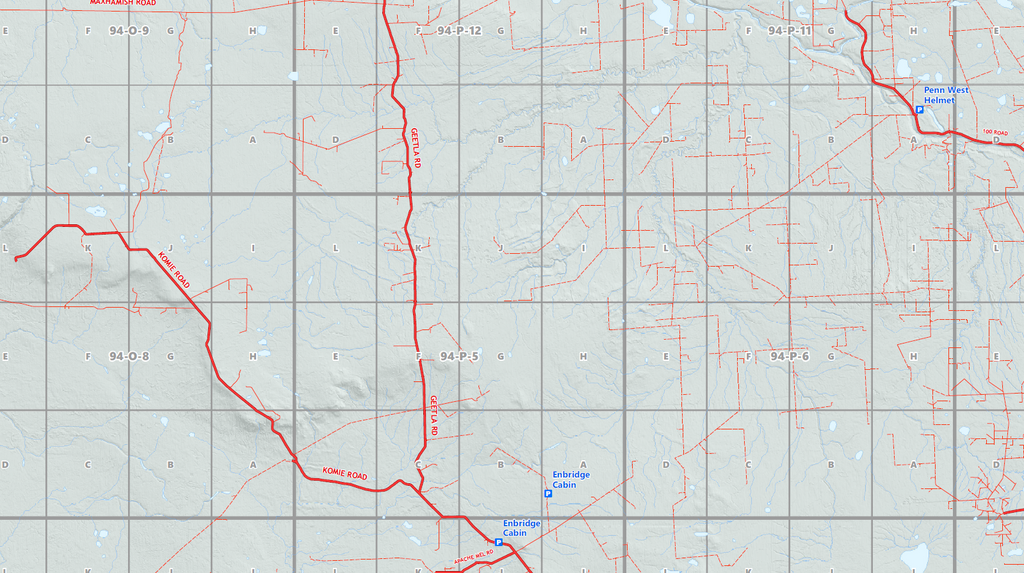 NE BC Oilfield Wall Map - 36"W x 85"H