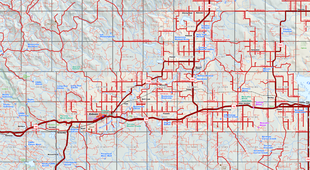 Southern Alberta Oilfield Wall Map - 70"W x 80"H