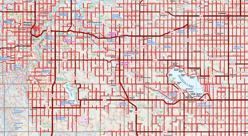 Southern Alberta Oilfield Wall Map - 70"W x 80"H