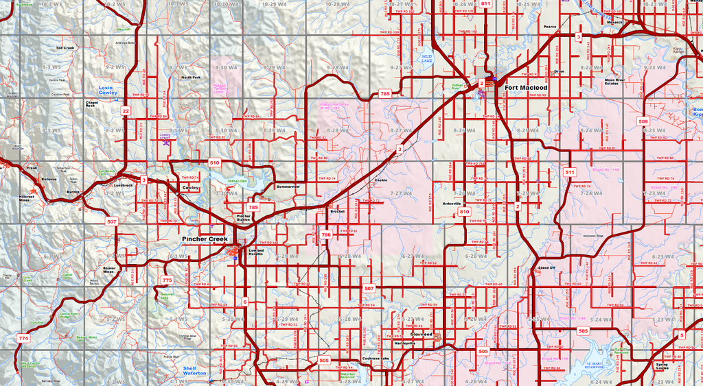 Southern Alberta Oilfield Wall Map - 70"W x 80"H